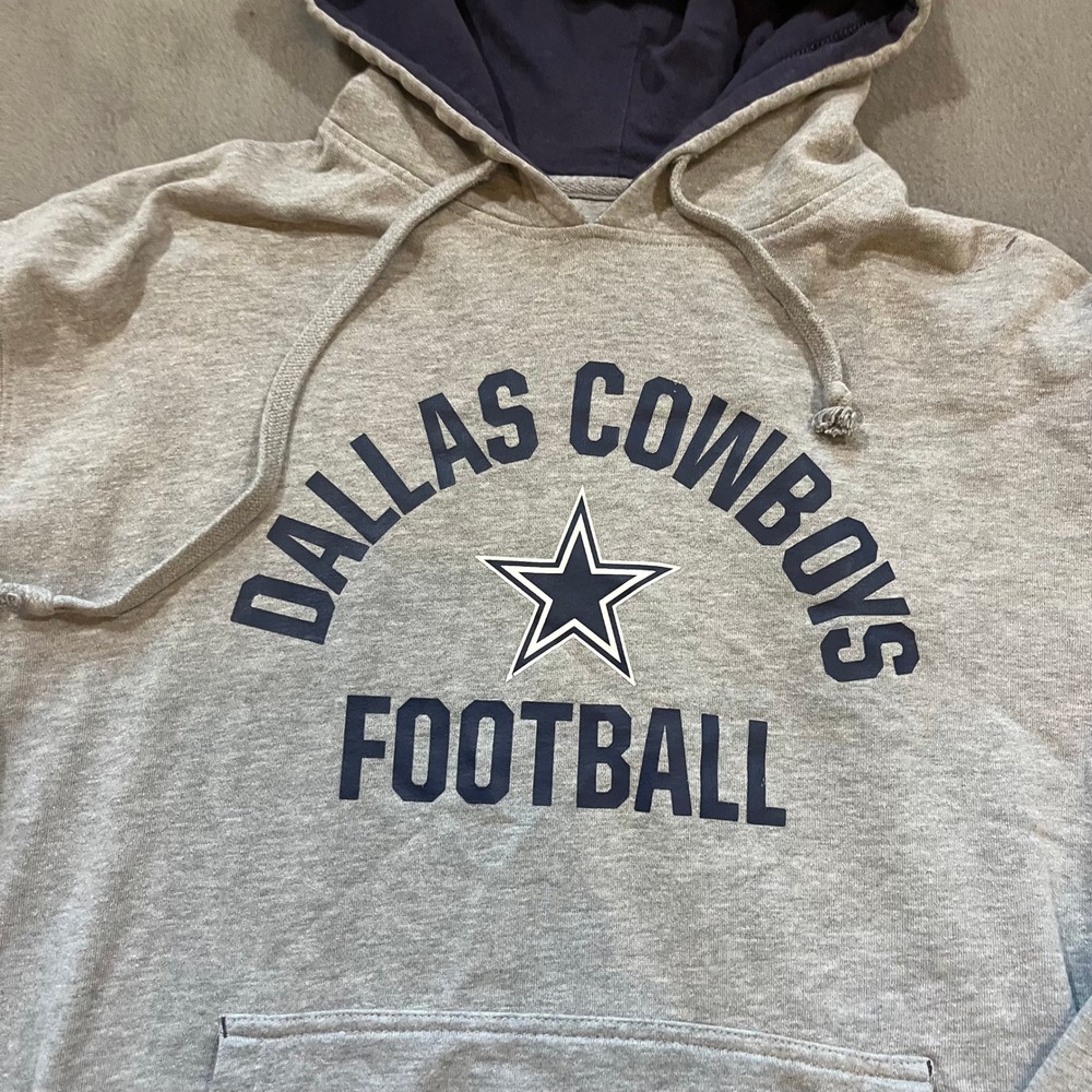 Dallas Cowboys Football Hoodie NFL Sweatshirt Pullover Gray Fan Apparel - Picture 2 of 5